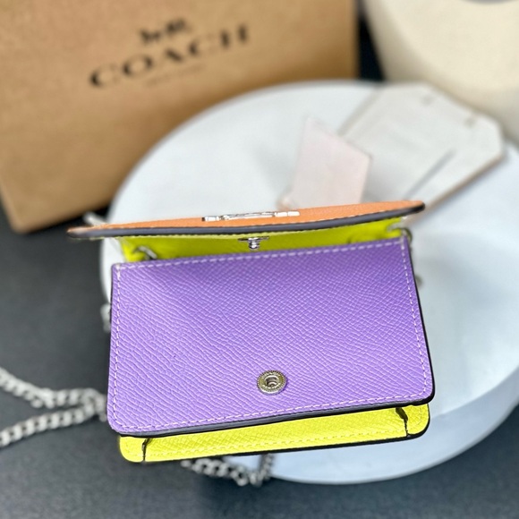 NEW! Coach Colorblock Leather Mini Wallet On a Chain - Picture 13 of 17